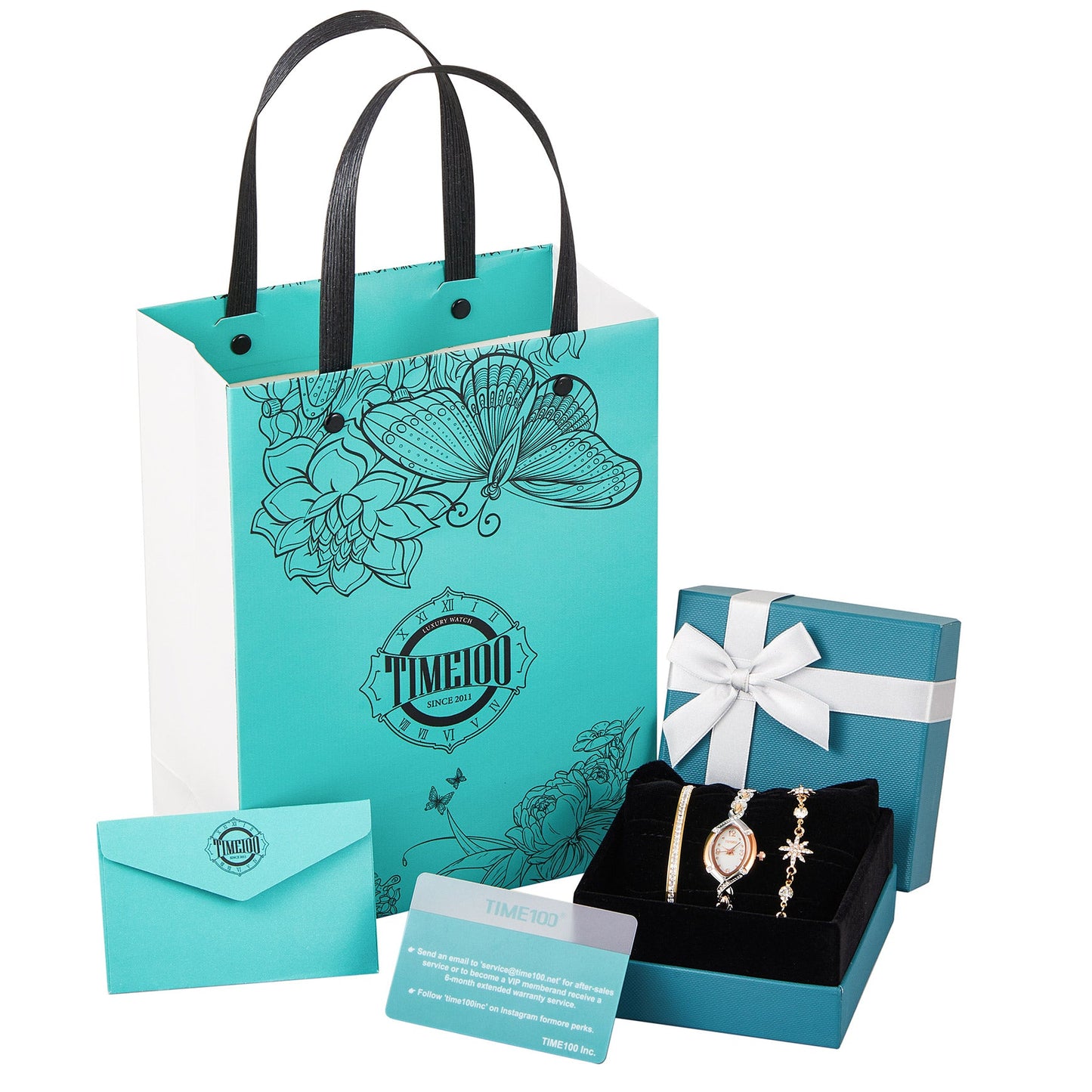 TIME100 Chelsea elegant rose gold watch and bracelet collection presented in a premium gift box - Time100