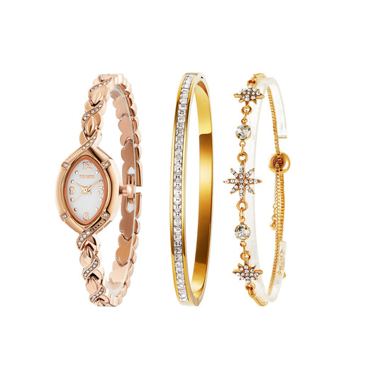 TIME100 Women's Watch Set Premium Crystal Accented Bangle Watch and Bracelet Watch Gifts for Women - Time100
