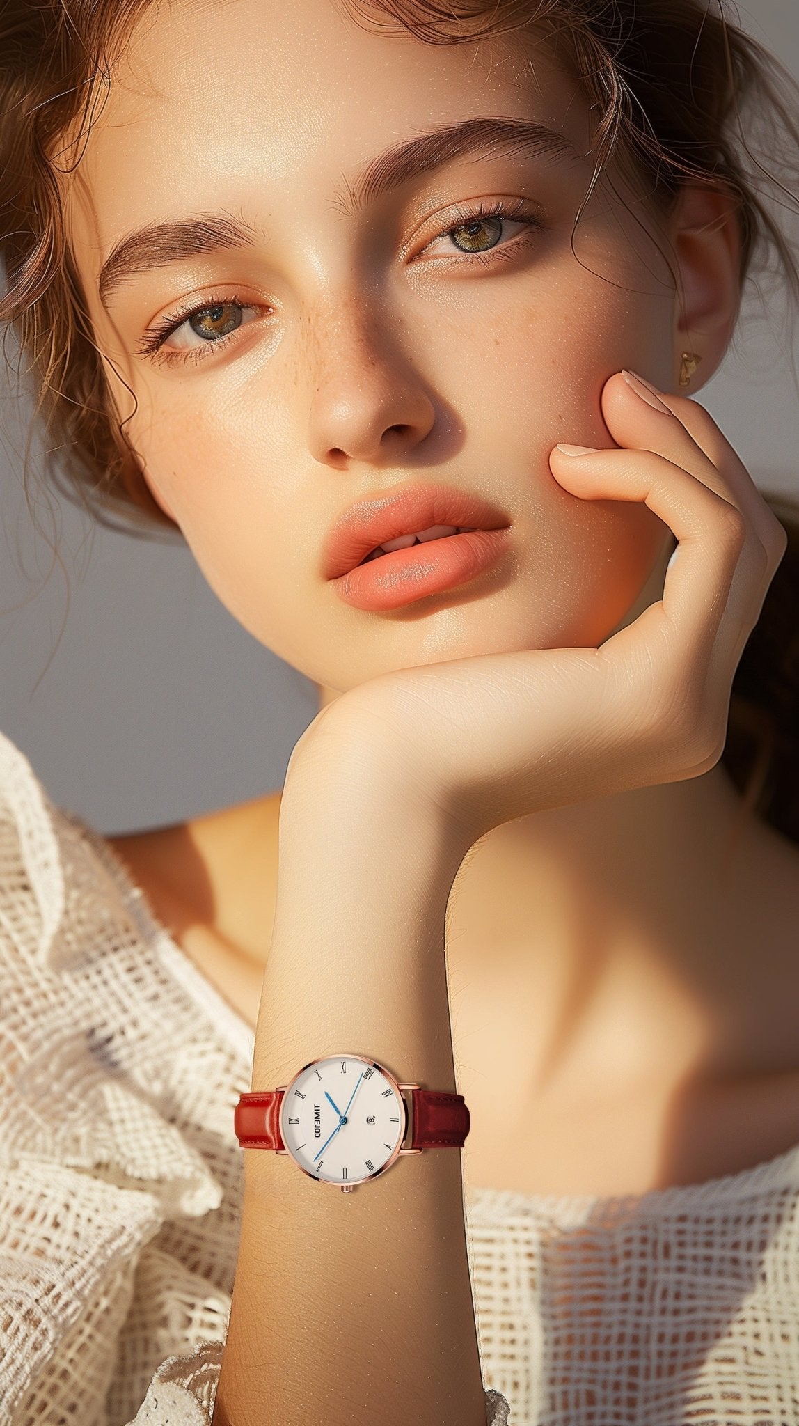 TIME100 Womens Watches Easy Reader Quartz Analog 30mm Leather Strap Watch with Date Ladies Wrist Watches Waterproof - Time100