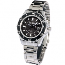 Time100 Men's Calendar Stripe Steel Band Black Dial Business&Casual Watch W70008G