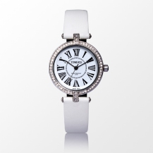 Time100 British Style Diamond Roman Numerals White Strap Ladies Watch W50043L