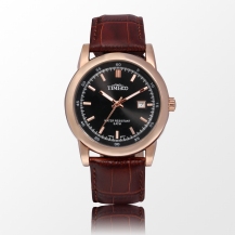 Time100 Men's Calendar Black Leather Strap Classic Business Watch W70005G