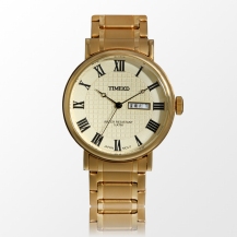 Time100 Men's Roman Numerals Golden Strap Classic Business Watch W80008G