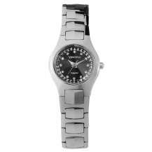 TIME100 Diamond Tungsten Steel Black Round Dial Sapphire Mirror Couple Watch(For Ladies) W50107L