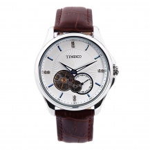 TIME100 Multifunction Genuine Leather Strap Automatic Self-winding Mechanical Men's Watch W60017G