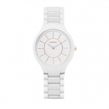 Time100 Mens Fashion Simple Ultra Thin Ceramic Band Analog Quartz Watch Couple Watch W50173G