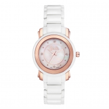 Barbie Women Fashion Shell Dail Ceramic Band Stainless Steel Case Bowknot Button Clasp Watch Swiss Movement Watch W50330L