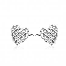 Barbie Simple Romantic Rhinestone Heart-shape S925 Silver Stud Earrings BSEH073