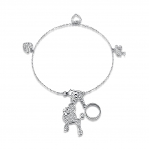 Barbie Rhinestone Dog&Heart S925 Silver Charm Bracelet BSSL025