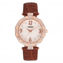 Time100 Fashion Vintage Diamond Genuine Leather Strap Ladies Quartz Watches W50449L