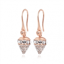 Barbie Party Series Sparkling Swarovski Rhinestone Tapered&Strawberry Shape Rose Gold Drop Earrings BSEH064