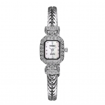 Time100 Women's Fashion Simple Unique Luxury Diamond Square Dial Plated Alloy Bracelet Ladies Quartz Wrist Watches W40122L