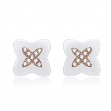 Barbie Elegance Series Shining Zircon Cross-shape White Ceramic Star Ear Stud BSEH079