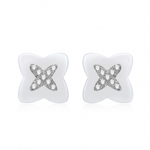 Barbie Elegance Series Shining Zircon Cross-shape White Ceramic Star Ear Stud BSEH079