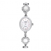 Time100 Retro Oval Natural Shell Dial Quartz Ladies Bracelet Wrist Watches W40124L