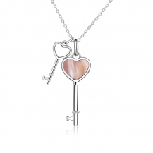 Barbie Romantic Heart-shape Key Pendant S925 Silver Chain Necklace BSXL078