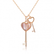 Barbie Romantic Heart-shape Key Pendant S925 Silver Chain Necklace BSXL078