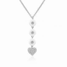 Barbie Elegance Series Shining Zircon Heart Pendant Chain Ceramic Necklace BSXL087