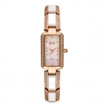 Barbie Womens Fashion Cooper Plating Case Ceramic Band Bowknot-clasp Watch Japan Movement Watch W50487L