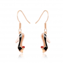 Barbie Modern Series Fashion Black Shoes Pendant Red Zircon Women Copper Earrings BSEH084