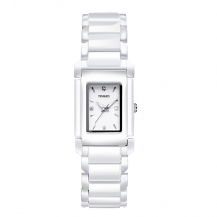 Time100 Retro Square Case Ceramic Strap Diamond Women Quartz Watch W50356L
