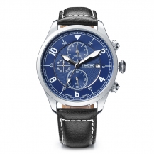 Time100 Multifunctional Genuine Leather Strap Quartz Men's Watch W80092G