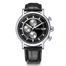 Time100 Multifunctional Genuine Leather Strap Quartz Men's Watch W80091G