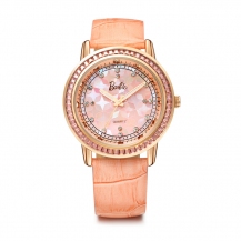 Barbie Princess Series Colorful Shell Diamond Genuine Leather Women Quartz Watch W50478L