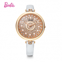 Barbie Womens Fashion Cooper Plating Case Genuine Leather Band Belt-clasp Watch Japan Movement Watch W50491L