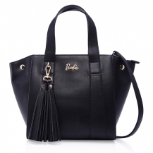 Barbie Elegant Tassel Wing Shaped Black PU Zip Dual Use Handbag/Crossbody Bag BBFB442