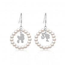 Barbie Princess White Imitation Pearls S925 Silver Drop Earring BSEH076