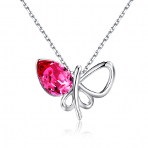 Barbie Elegant Butterfly Red Crystal Necklace BSXL056