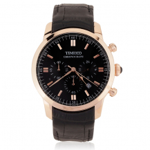 Time100 Men's Three Sub-dial Leather Band Analog Quartz Business Casual Watch W70156G